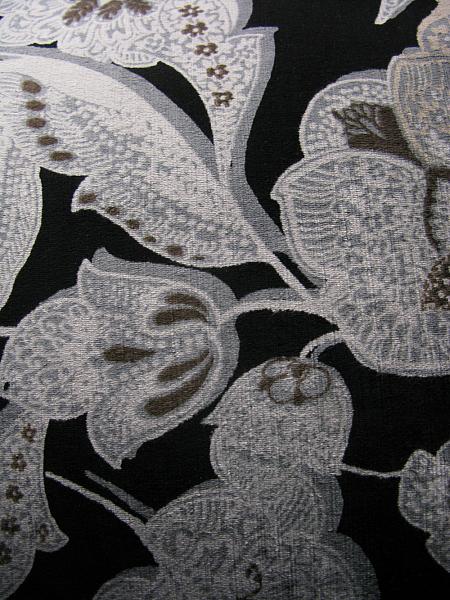 Upholstery and window covering w/ combed viscose and corrosion printing