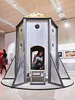 Constanza Sperakis illustrating inside childrens rocket, Moving to Mars exhibition