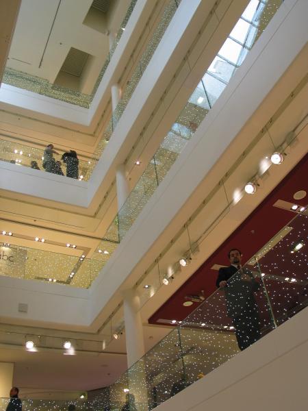 The central atrium. Design by Ingo Maurer.