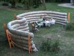 Experimental garden shelter tubing made of bio-degradable plastic and straw
