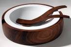 "Kaima", salad servers and "Kaiku" salad bowl made of walnut