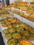 Typical proven�al ceramics with olive motifs seen at the weekly market in Le Lavandou