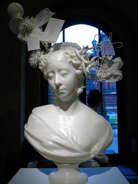 'Bust of Lady Belhaven, 1827' re-imagined with hat by Stephen Jones using 3D printing (additive manufacturing)